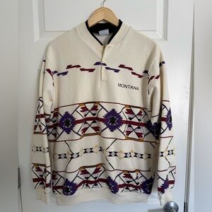 Vintage Art Unlimited Sweater Aztec Tribal Southwest Montana 90s Mens Size Large